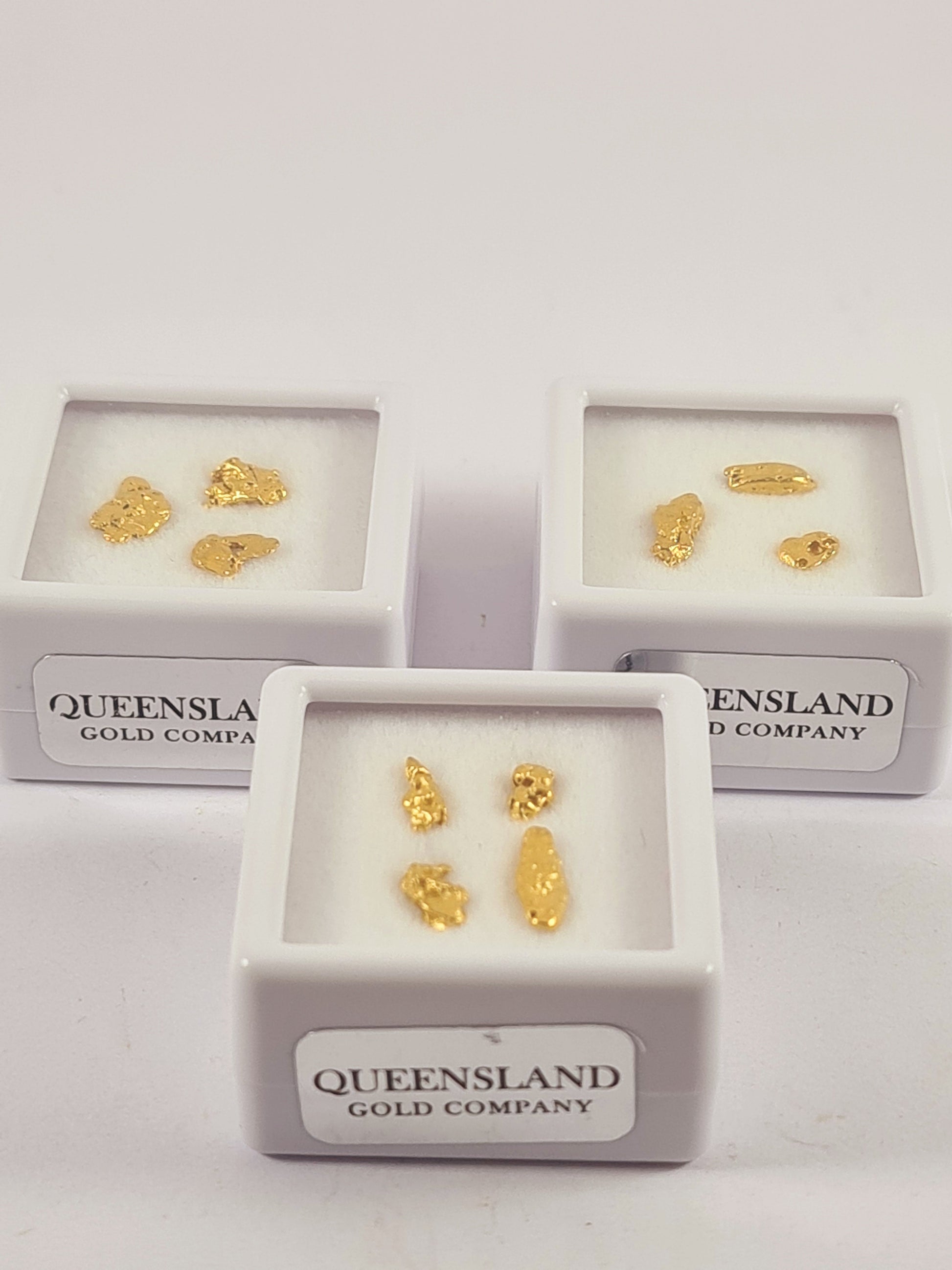 Three example Queensland Gold Company natural gold allocations